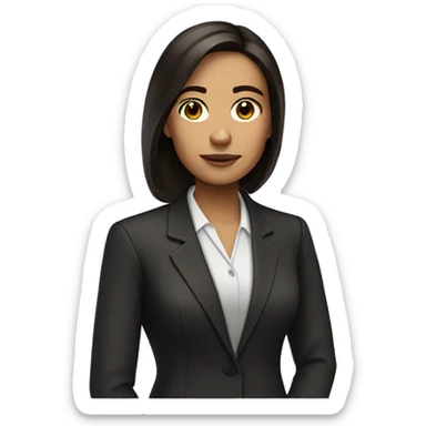 Lawyer woman with dark brown straight hair and dark brown eyes  sticker
