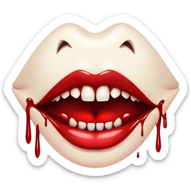 lips with vampire fangs and blood dripping sticker