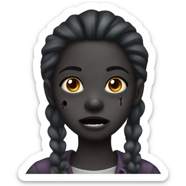 Ebony zombie girl in horror  sticker