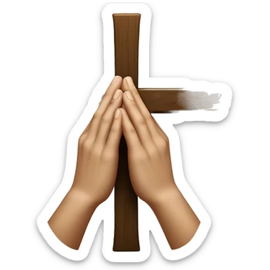 Hands praying with cross  sticker
