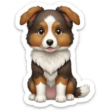 собака породи ауссі триколор з передніми білими  лапками та білою мордочкою sticker