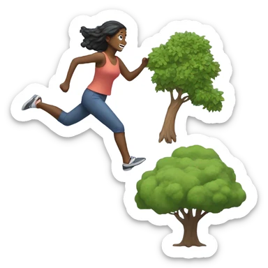 Woman running into a tree sticker