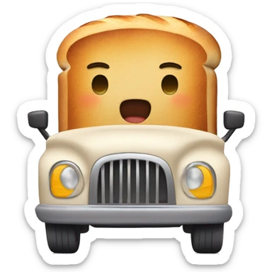 loaf of bread driving a car sticker