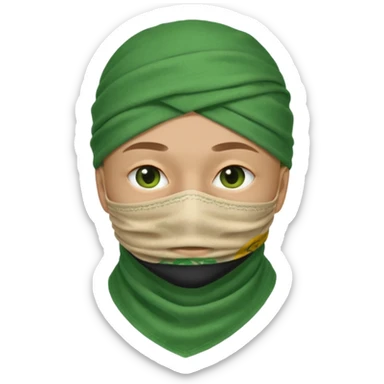 green bandana mask covering lower face sticker