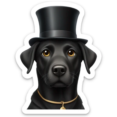 Black lab with a top hat sticker