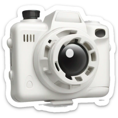 white  disposable camera with a happy face  sticker