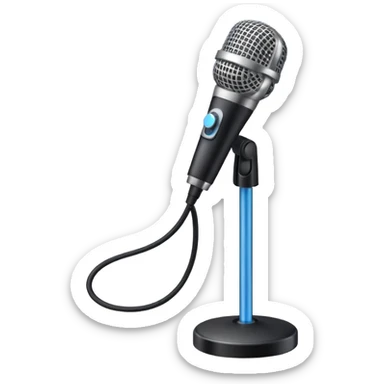 microphone on a stand with sound waves sticker