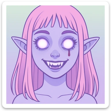 Make this pastel horror profile picture scarier while keeping it cute, expressive, and minimal, inspired by the style of imagen-4-fast-KaUtLiSA10F. Enhance the horror elements subtly but maintain the pastel color palette and minimalistic design with expressive features. sticker
