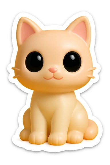 a cute cat vinyl figure with big eyes, sitting pose sticker