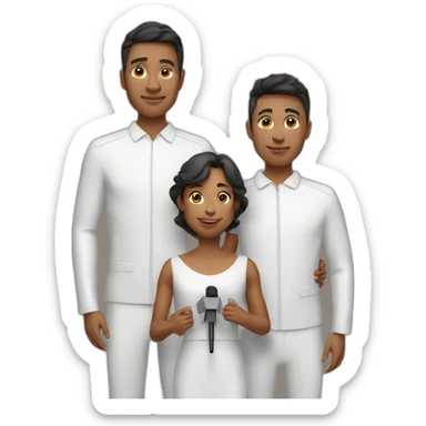 Mother with two sons on the third podium at the award ceremony sticker