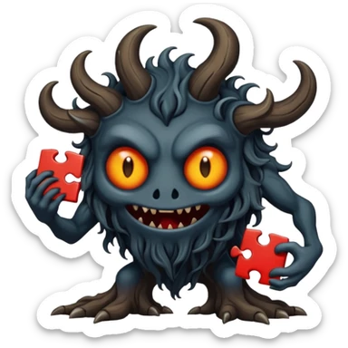 evil dark mysterious creature with puzzle sticker