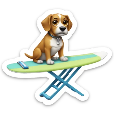 Dog surfing on an ironing board  sticker