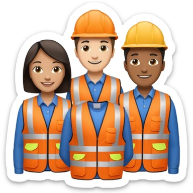 group of multiracial railway engineer  standing sticker
