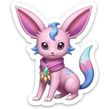 Shiny Cool Sparkly Cute Espeon-Sylveon-Nidorino-Fakemon-hybrid-fusion with a scarf full body sticker