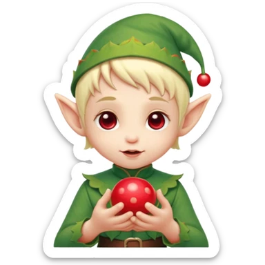 Baby elf holding glowing berry sticker