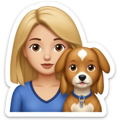 Chica castaña clara con su mascota sticker