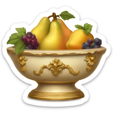 vintage rococo beige and gold bowl of fruit sticker