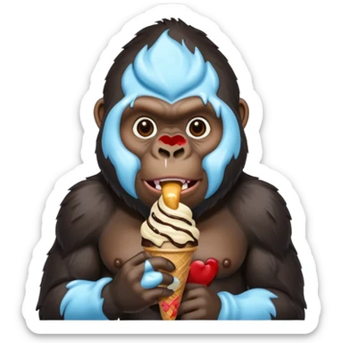 Gorilla eating ice cream sticker