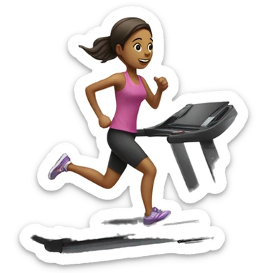Girl running on treadmill  sticker