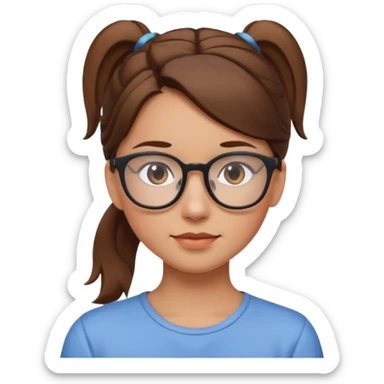 brown haired Ponytail Girl with Glasses sticker