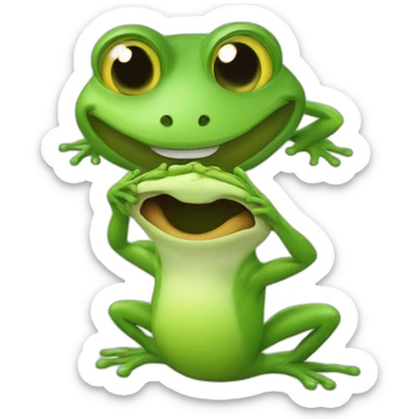 Chat sur une grenouille sticker