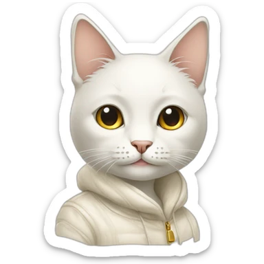 Off white fashionable cat sticker