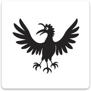 Hand-drawn liver bird, mythical bird symbol of Liverpool, cormorant-like bird with outstretched wings sticker