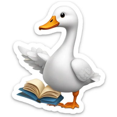goose holding a book sticker