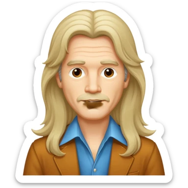 70s 80s men with long silky hair style  sticker