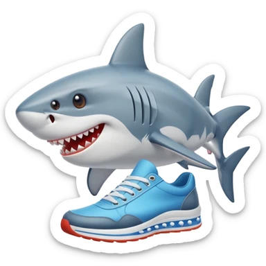 Tiburón con tenis animado sticker