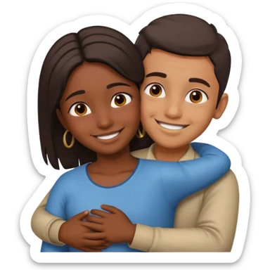 indian boy huggin indian girl from behind sticker