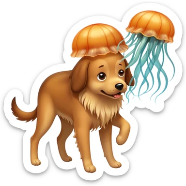 A dog getting stung by a jellyfish sticker
