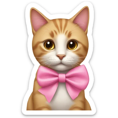 Cat wearing pink bow sticker