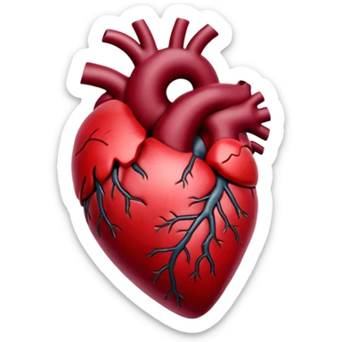 Burgundy anatomical heart  sticker