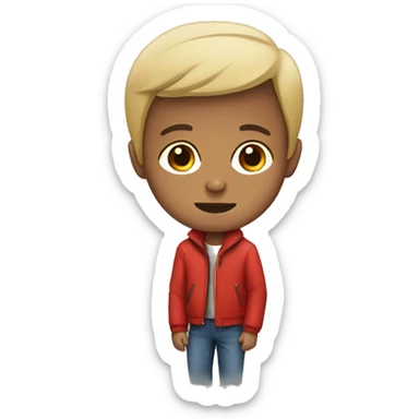 kid wearing a red jacket. black hair, Brown skin sticker