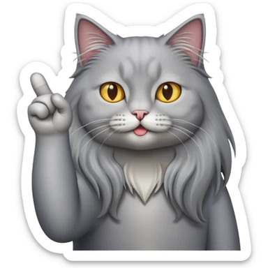 Gatto grigio pelo lungo che alza dito medio sticker