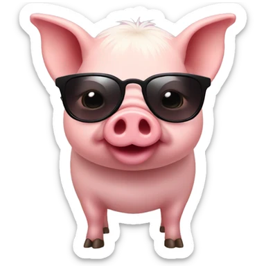 A pig with sunglasses with a tutu sticker