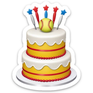 birthday cake with softball sticker