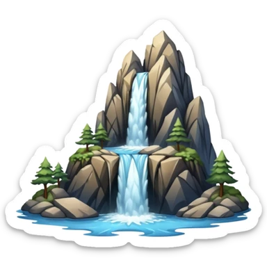 Mountain with flowing waterfall sticker