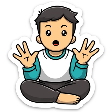 anxious man with hands outstretched in begging position with worried fearful expression sticker