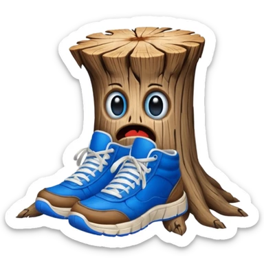 creepy cartoon stump with blue sneakers sticker
