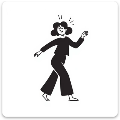 hand-drawn doodle of a dancing person, playful lines sticker