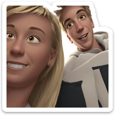 happy girl and boy meme sticker