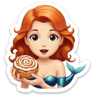 Mermaid eating a cinnamon roll  sticker