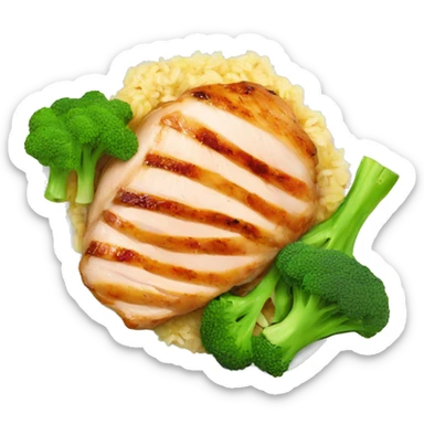 chicken breast, broccoli, and rice sticker
