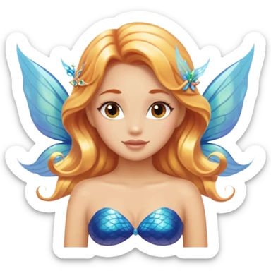 Mermaid with fairy wings and light tan sticker