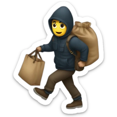 Thief carrying a bag sticker