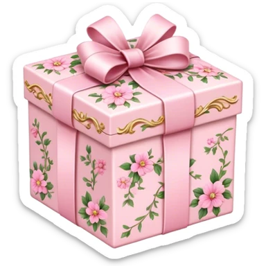 Elegant Rococo pale pink ditsy floral gift box sticker