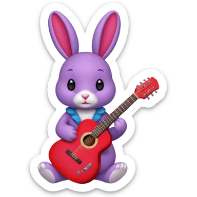 Bonnie the purple bunny holding a red guitar sticker