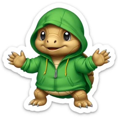 Une tortue avec une cagoule et qui fait des graffiti sticker